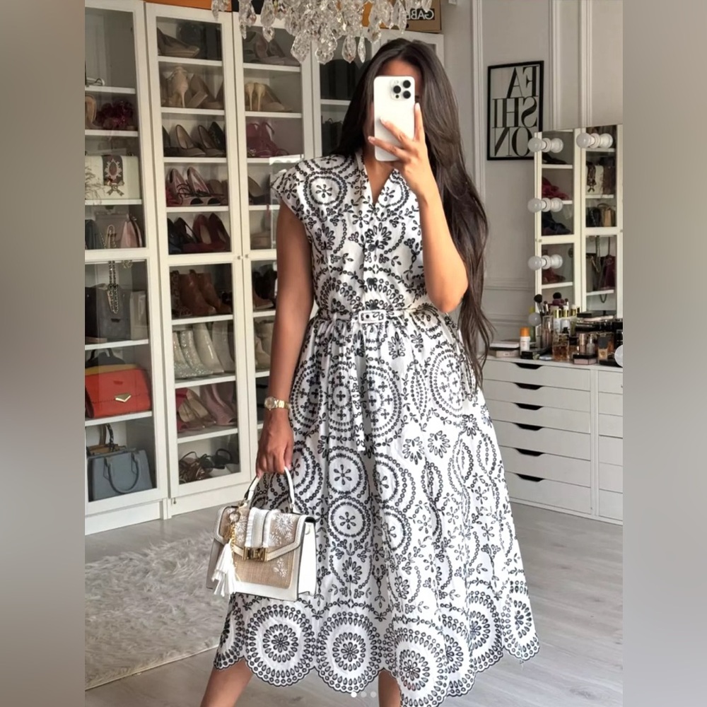 ZARA NEW CONTRAST EMBROIDERED DRESS ZW COLLECTION
